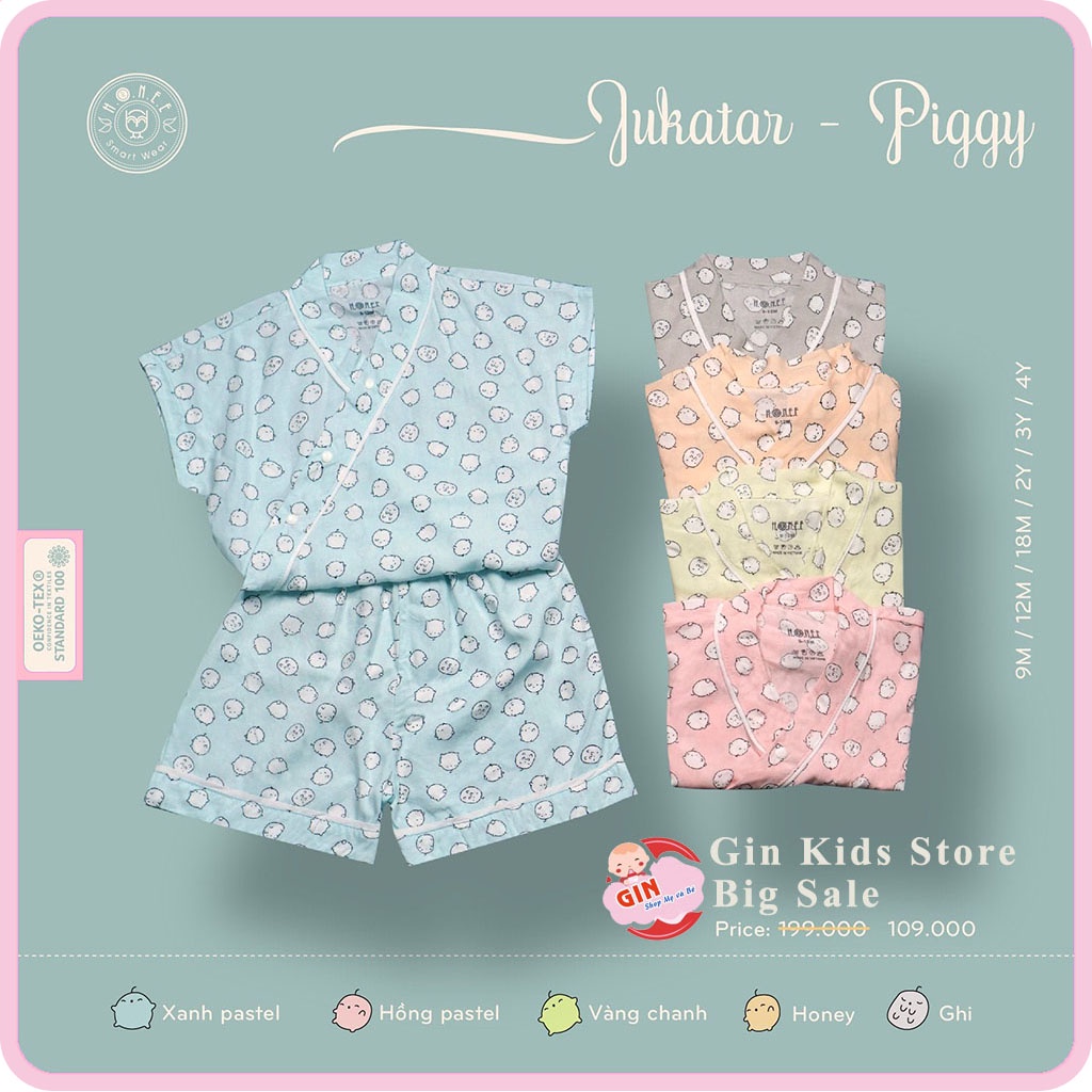 Bộ Cộc Tay Pijama Yukatar Cài Chéo - HRNEE Chính Hãng