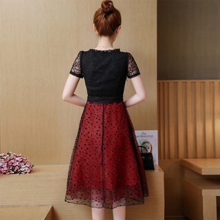 ĐẦM XÒE NỮ TÍNH PHỐI REN ĐỎ ĐEN