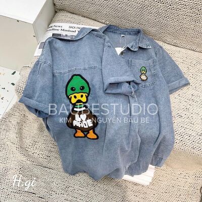Áo bò vịt doonann xanh in túi lưng xinh
