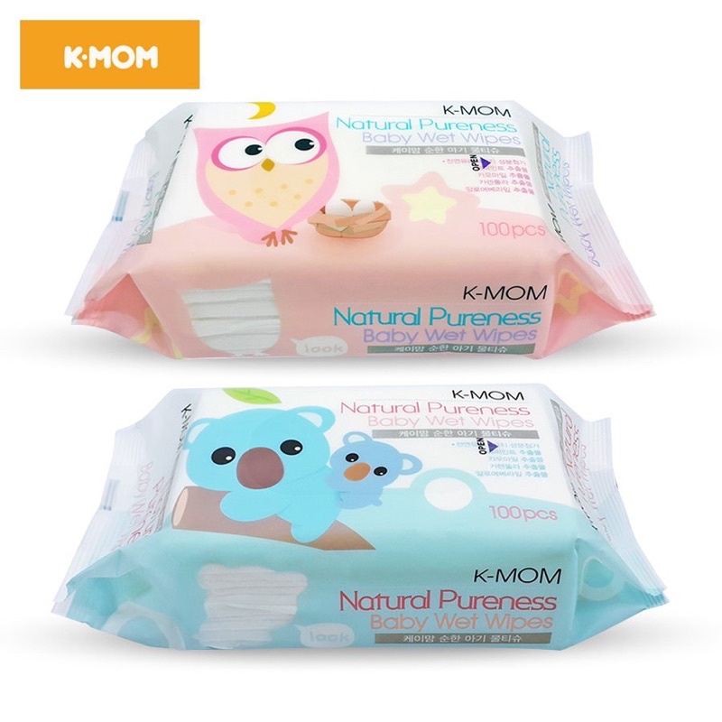 K-MOM - Khăn ướt cao cấp Hàn Quốc (gói 100 tờ)