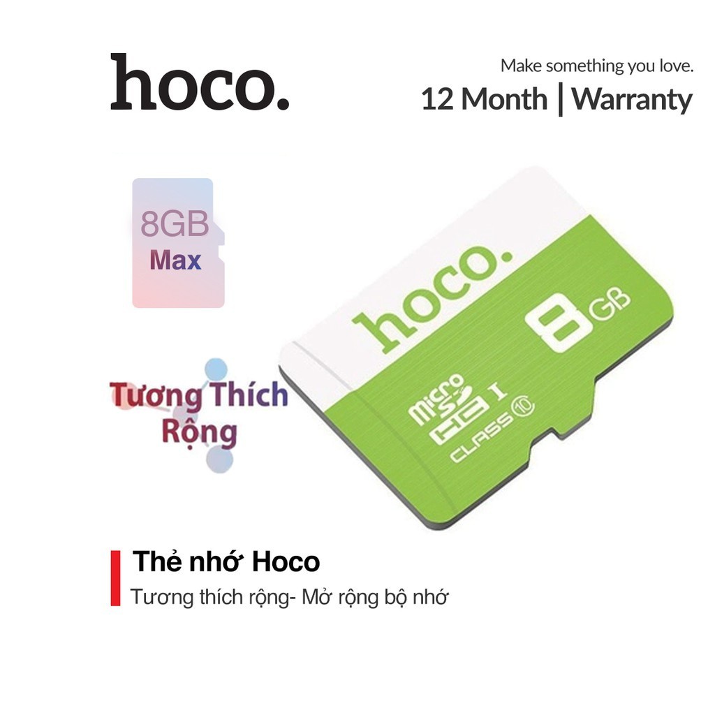 Thẻ nhớ tốc độ cao Hoco 8GB Micro SD tương thích rộng và mở rộng bộ nhớ