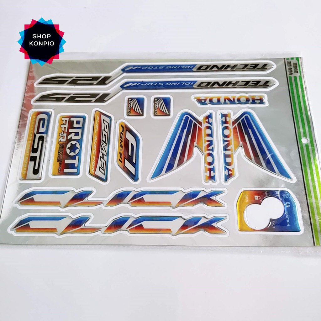 Bộ Tem Crom Dán Xe Click Dập Nổi Cao Cấp Chống Thấm Nước, Chống Bay Màu ( Sticker )