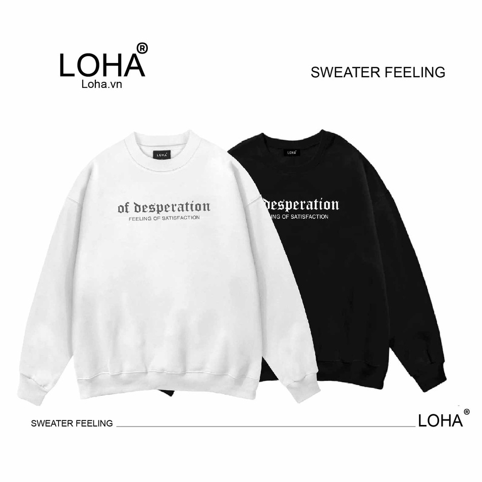 Áo Sweater Basic FEELING Dài Tay Oversize LOHA, áo nỉ Unisex mặc đôi mặc cặp LoHa