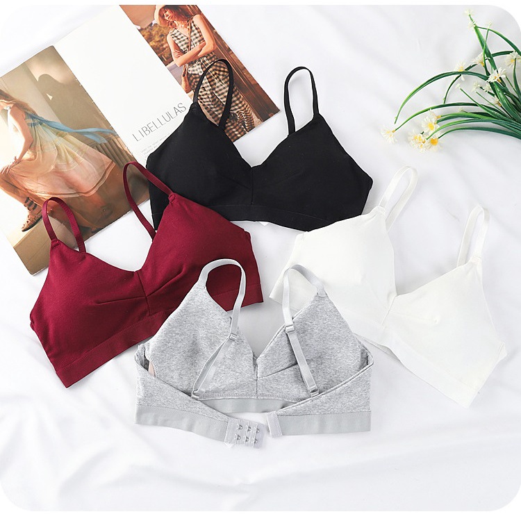 Áo Bralette cotton mịn mút mỏng tháo được có móc cài sau mặc mát BRA11_NuciFera