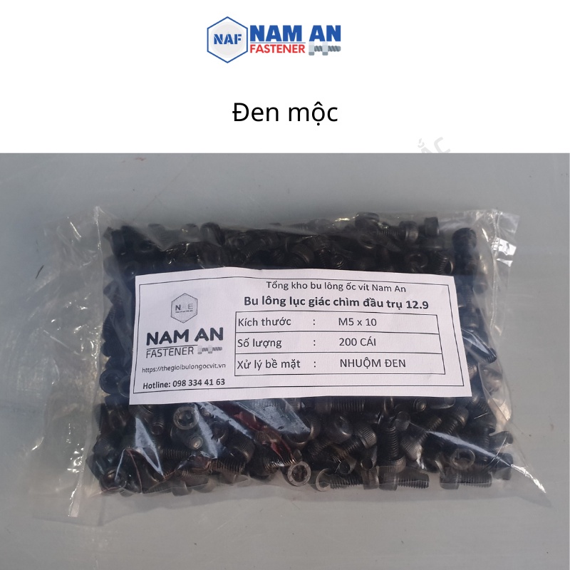 Ốc lục giác 12.9, kích thước M4, M5, M6, M8, M10, M12, M14, M16 Đen, Mạ, ốc lục giác chìm, lục giác chìm đầu trụ