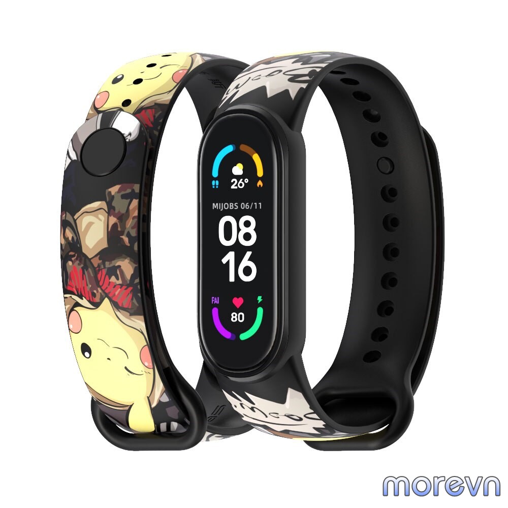 Dây đeo cao su họa tiết Mi band 5, miband 6 chính hãng Mijobs - dây đeo thay thế mi band 6, miband 5 họa tiết Mijobs