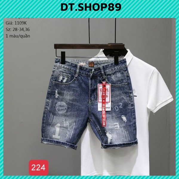 Quần short jean nam co giãn, họa tiết độc đáo, Quần đùi chất bò cao cấp thời trang DT.SHOP89