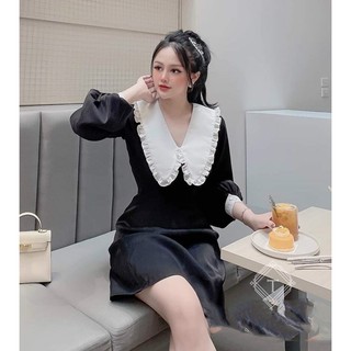 Đầm babydoll phối cổ bèo