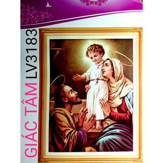 Tranh thêu gia đình chúa - 43x54cm - lv3183 - tranh thêu chữ thập chưa thêu