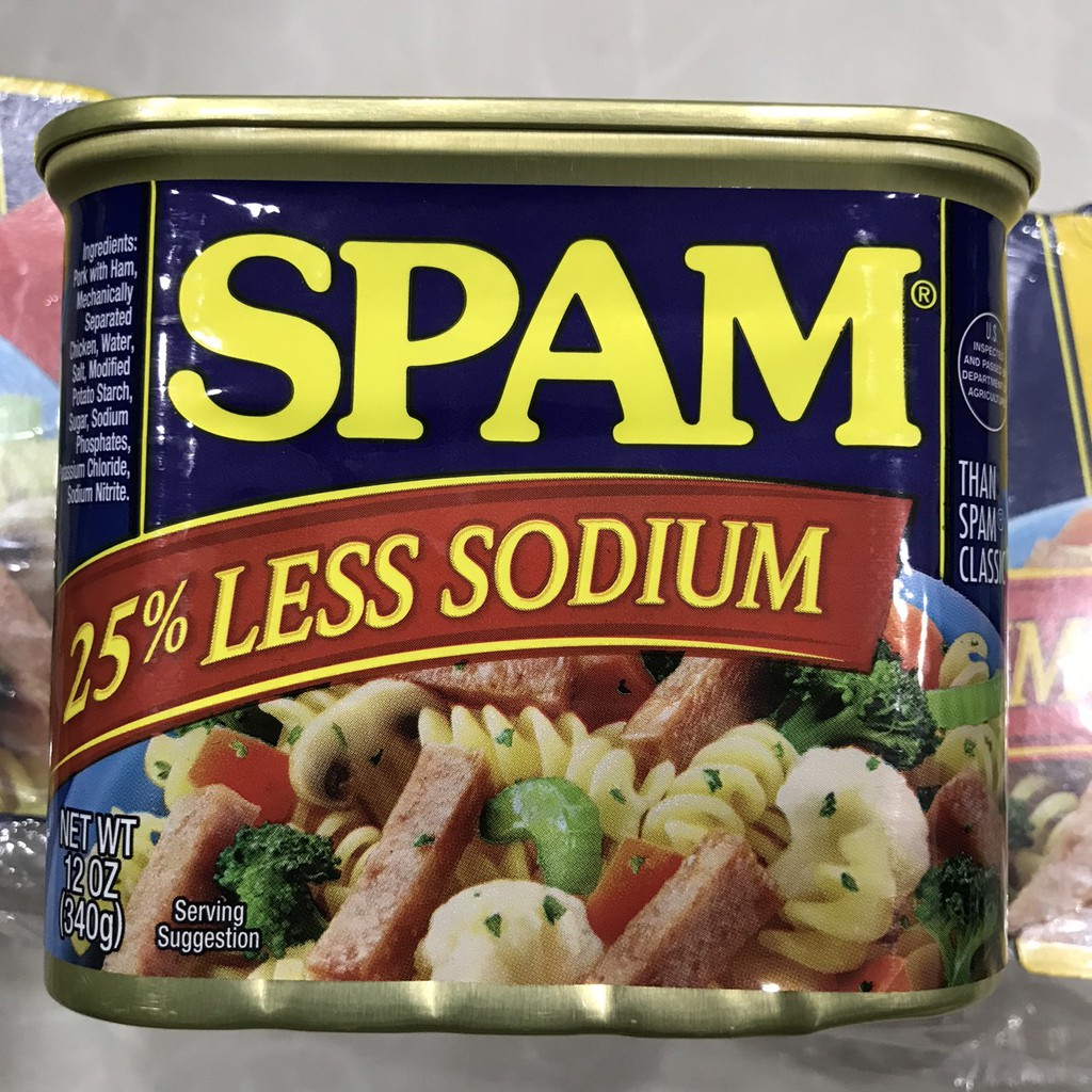 [Date: 03/2023] Thịt hộp Spam Giảm mặn Hormel 25% Less Sodium 340g, Thịt đóng hộp, Thịt heo hộp,Thịt hộp spam mỹ