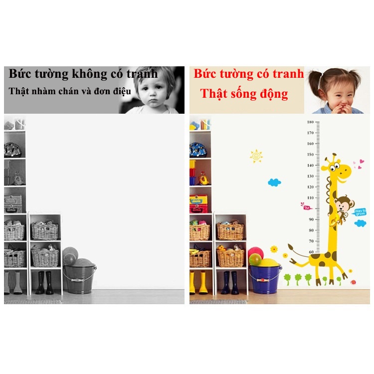 Decal dán tường, tranh dán tường đo chiều cao cho bé, tranh dán phòng ngủ, lớp học AY7178