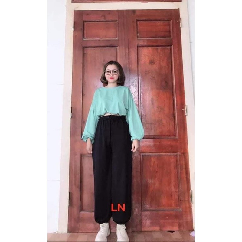 Sét áo croptop MỚI +quần bom chun ống LN12
