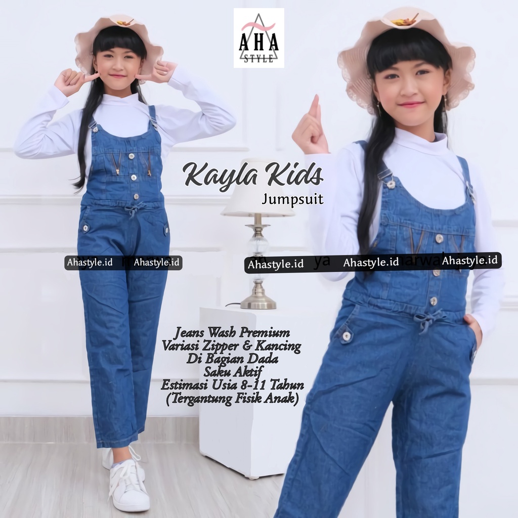 Jumpsuit Quần Yếm Jean Nhập Khẩu Kayla Dành Cho Bé Gái 8 10 12 Tuổi