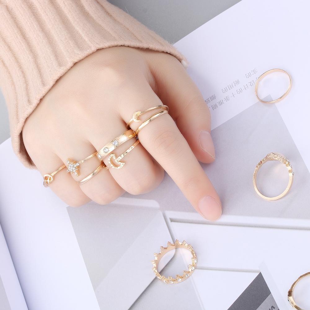 BSUNS Set 13 Nhẫn Đốt Ngón Tay Đính Đá Opal Phong Cách Bohemian