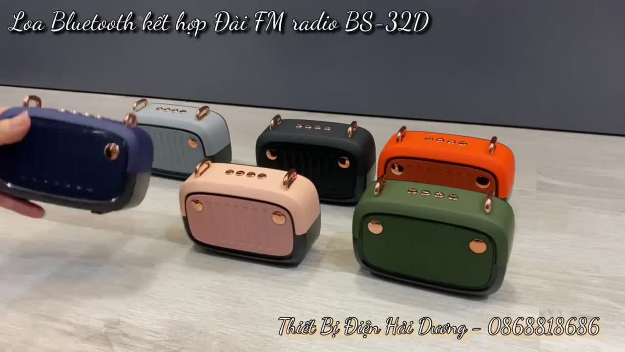 Loa Bluetooth Di Động BS-32D Tích Hợp Đài FM - Hỗ Trợ Khe Cắm Thẻ Nhớ - USB - Dung Lượng Pin Lớn -Nhiều Màu Sắc Có video | BigBuy360 - bigbuy360.vn