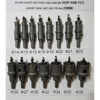 mũi khoét sắt inox hợp kim TCT phi 14 đến phi 38