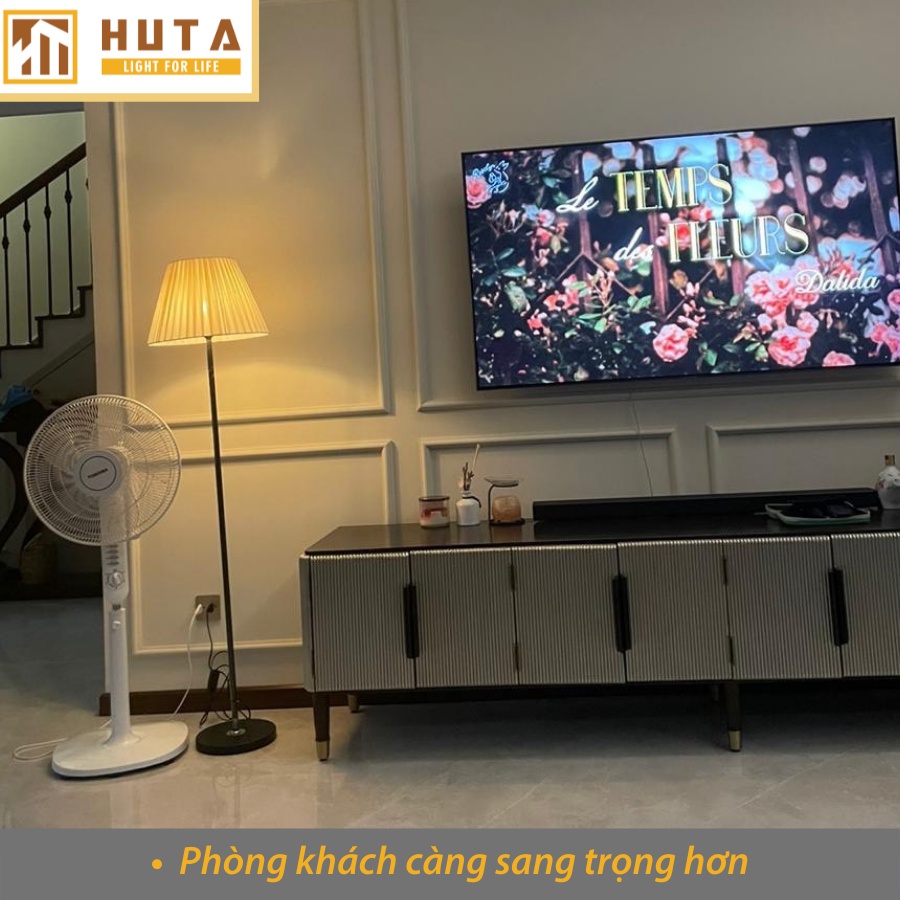 Đèn Cây Đứng Phòng Khách HUTA, Dùng Làm Đèn Sàn Trang Trí Nội Thất, Phòng Ngủ, Góc Tường Sofa, Bóng Led, Chao Vải - KT1