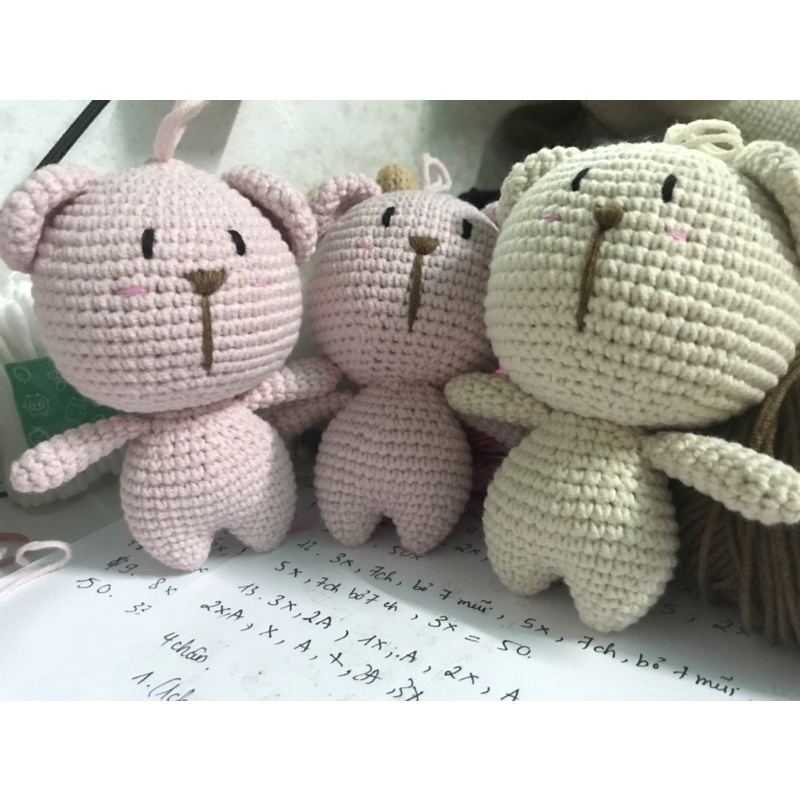 Gấu bún lèo Amigurumi_Thú bông móc len handmade