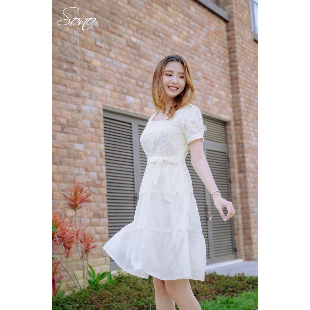 Sono - Đầm Chất Xô Thêu 3 Tầng Kiểu Dáng Trẻ Trung