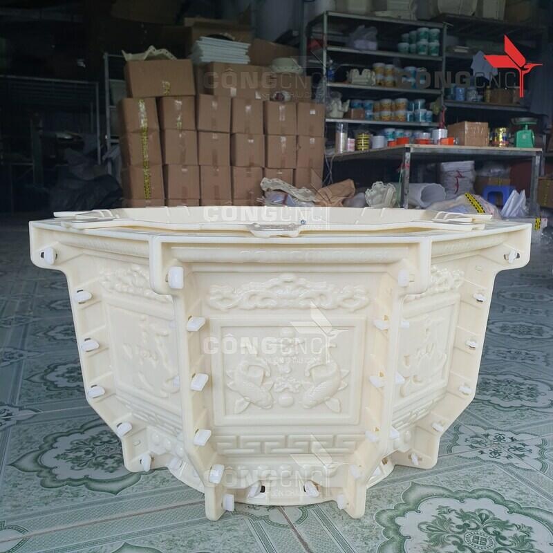 Khuôn Chậu Bát Giác 59 Họa Tiết Mới - Song Ngư Vọng Nguyệt Xen Kẽ Tài Lộc Ghép Đôi, Long- LÂn- Quy- Phụng