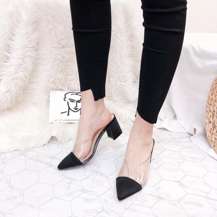 Giày nữ, sục nữ cao gót mũi nhọn phố mika cao 5cm - D1 | BigBuy360 - bigbuy360.vn