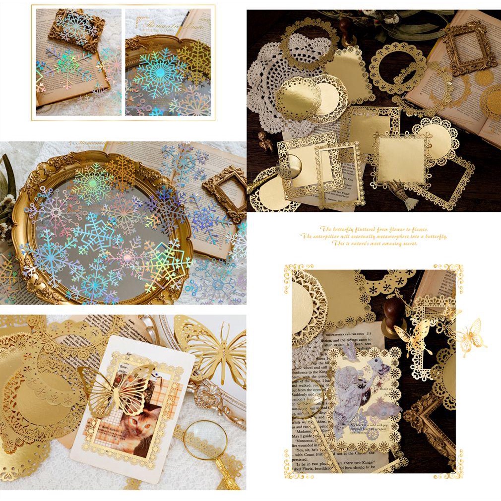 Miếng Dán Trang Trí Sổ Tay/ Album Ảnh Màu Laser Kiểu Cổ Điển Độc Đáo DIY