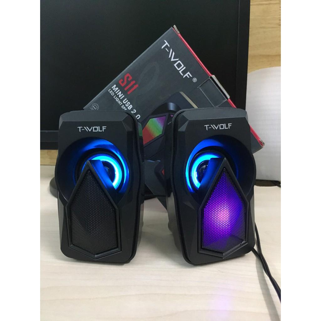 LOA VI TÍNH 2.0 T-WOLF S11 - LED TỰ ĐỔI MÀU , ÂM THANH SỐNG ĐỘNG