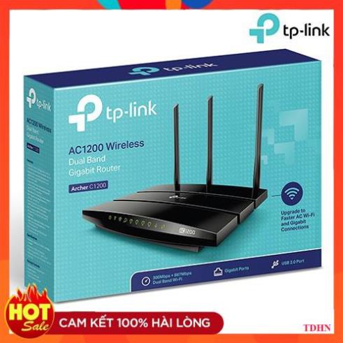 TP-Link Bộ phát Wifi Gigabit Wi-Fi Băng tần kép Chuẩn AC 1200Mbps mở rộng sống tối đa -Archer C1200 - Hãng phân phối chí