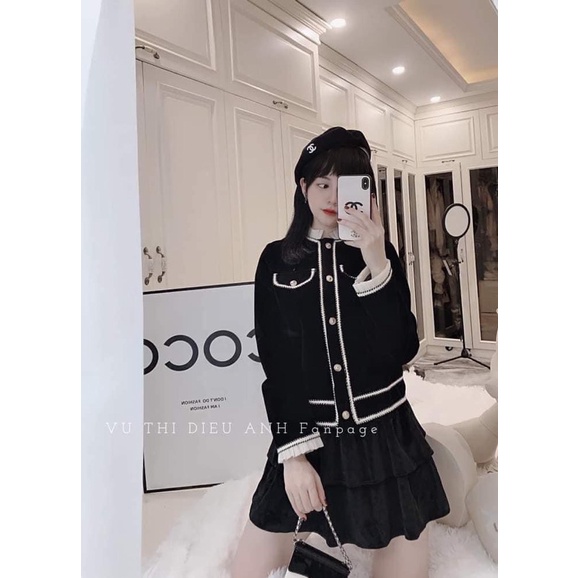 [FREESHIP - HÀNG LOẠI 1] ÁO NHUNG TWEET VIỀN REN CỰC CHANH XẢ