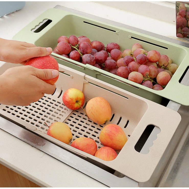 Rổ Rút Gọn có lỗ ráo nước thông minh bằng nhựa