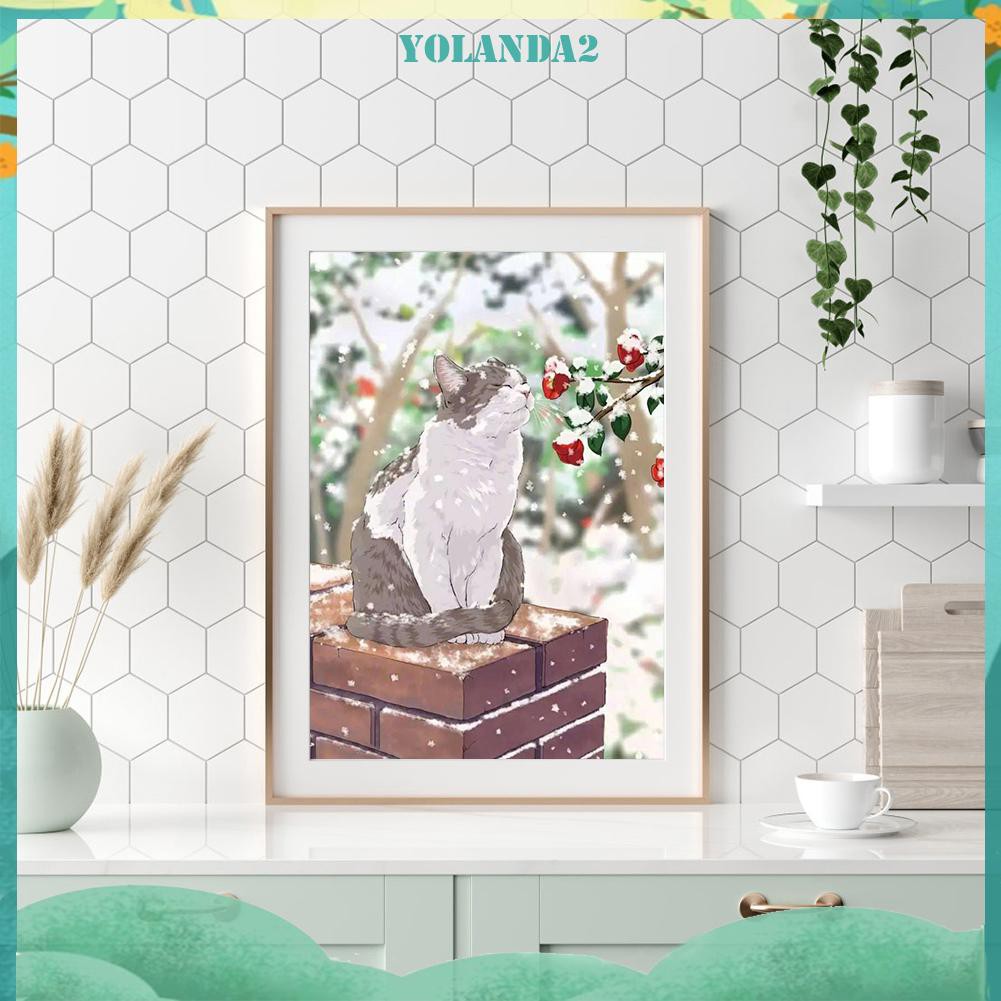 Bộ Tranh Đính Đá 5d Tự Làm Hình Mèo Tuyết Độc Đáo | BigBuy360 - bigbuy360.vn