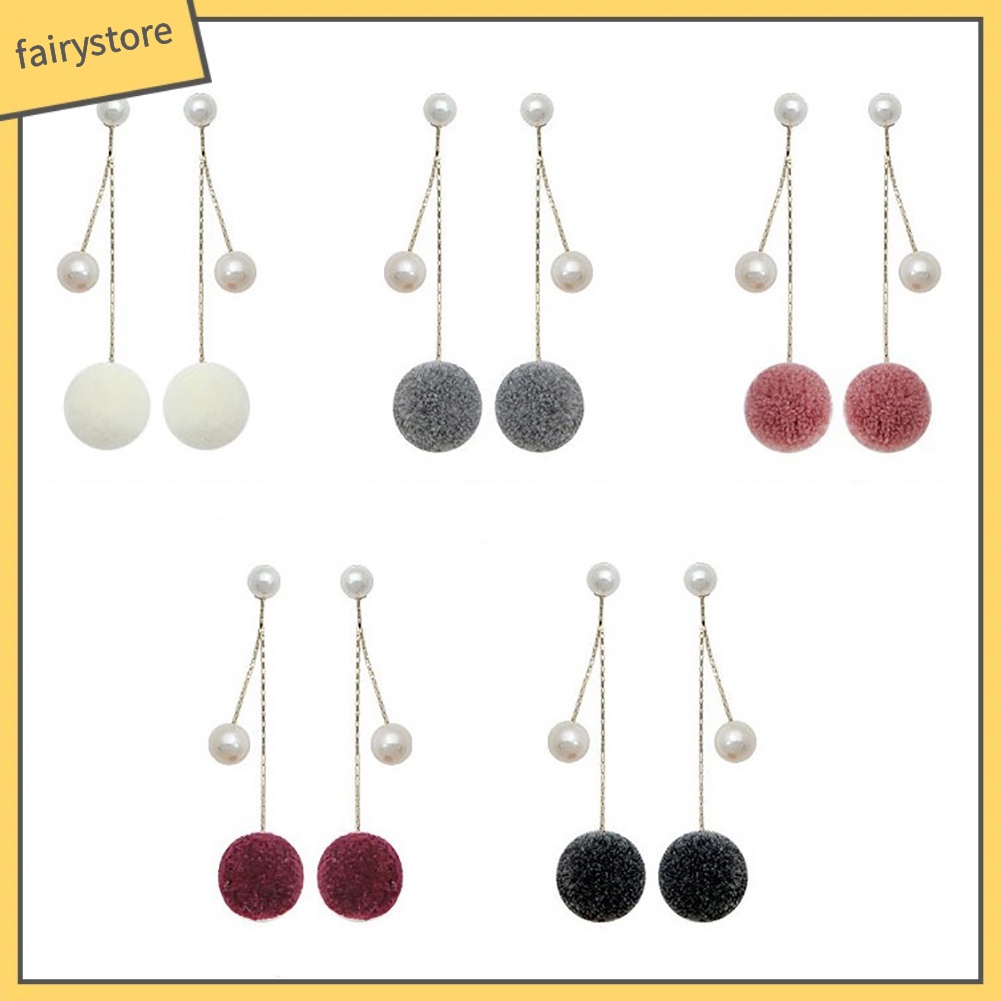 Bông Tai Dáng Dài Đính Ngọc Trai Nhân Tạo Thời Trang