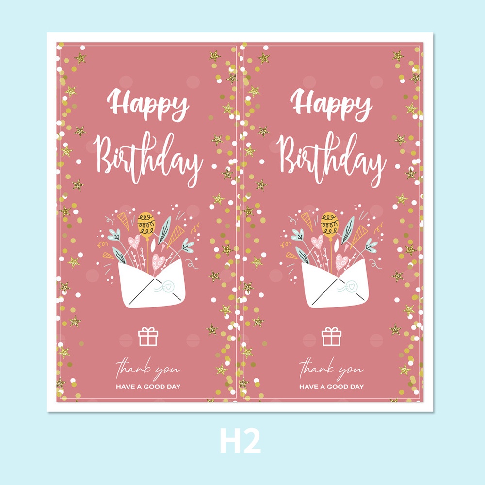 Set 50 Nhãn Dán Trang Trí Túi Bánh Sinh Nhật In Chữ Happy Birthday