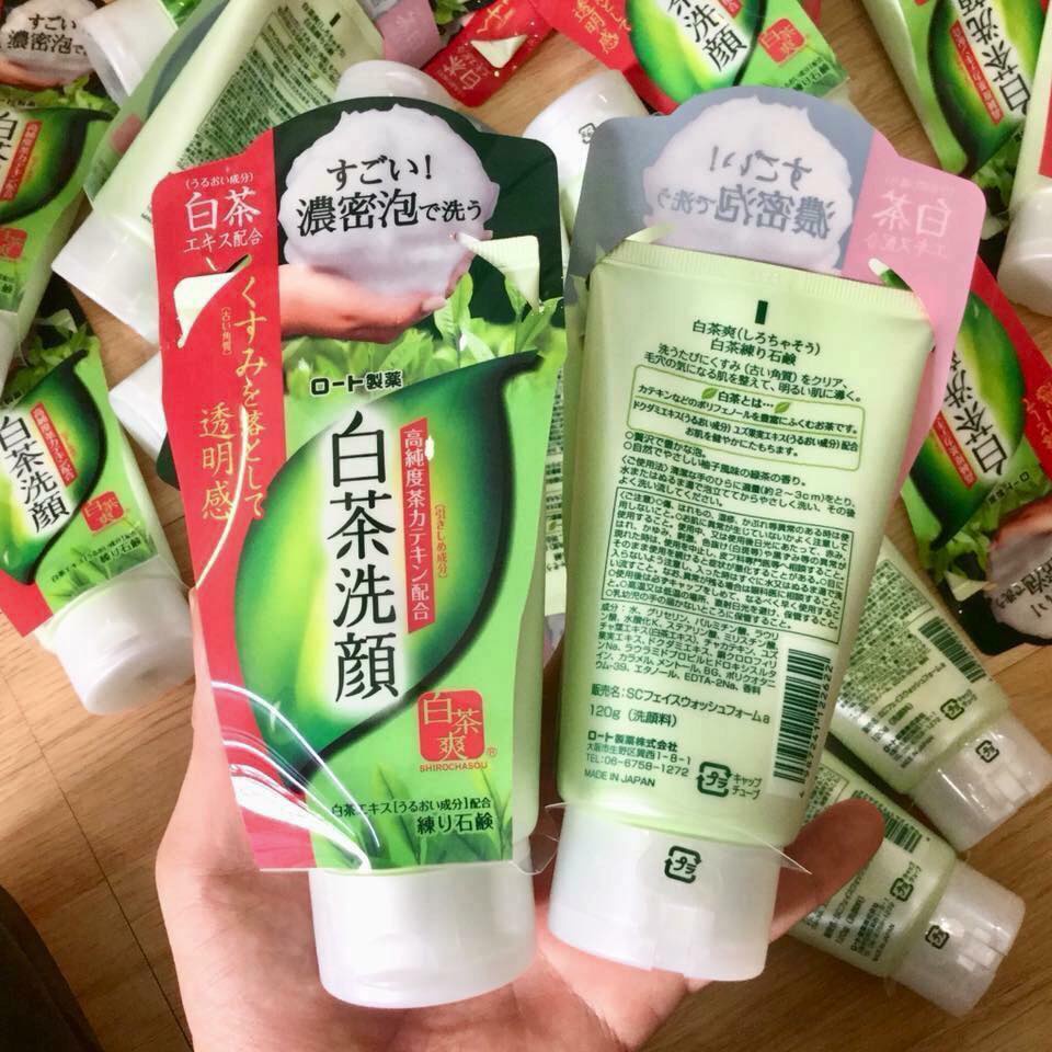 [Hỏa Tốc HN] Sữa rửa mặt trà xanh Rohto Shirochasou Green Tea Foam 120g nội địa Nhật Bản