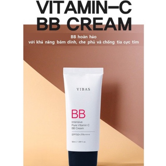 [VIBAS] Kem BB Vitamin C tinh khiết chuyên sâu SPF50+ PA++++ 50ml-( Dòng trang điểm)