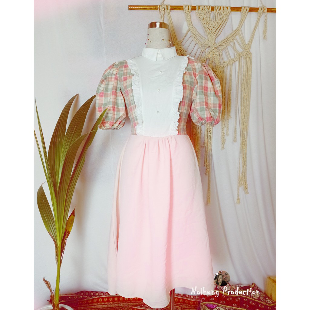 Đầm váy vintage ulzzang công chúa tiểu thư bánh bèo Bohemian maxi boho dáng dài xòe đi biển đẹp rẻ hotgirl cổ bẻ