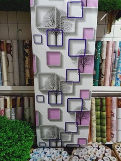 GIẤY DÁN TƯỜNG HOA VĂN (Ô VUÔNG TÍM)