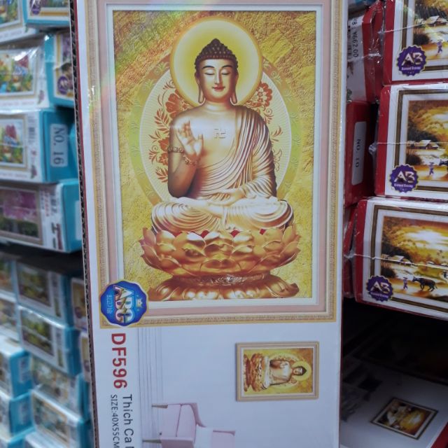 Tranh đính đá Phật Thích Ca Mâu Ni 40 x 55 cm