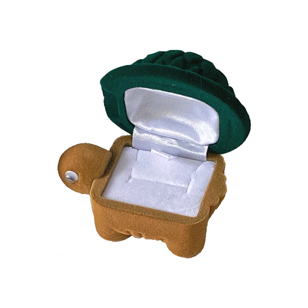 Hộp Đựng Nhẫn Hình Con Rùa Mini Bằng Nhung Màu Xanh Lá