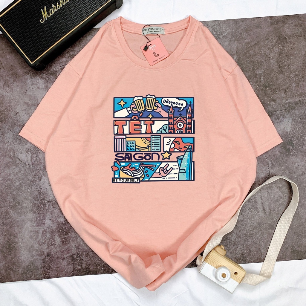 Áo Thun Tay Ngắn Unisex Đủ Size M L XL - TẾT SAIGON