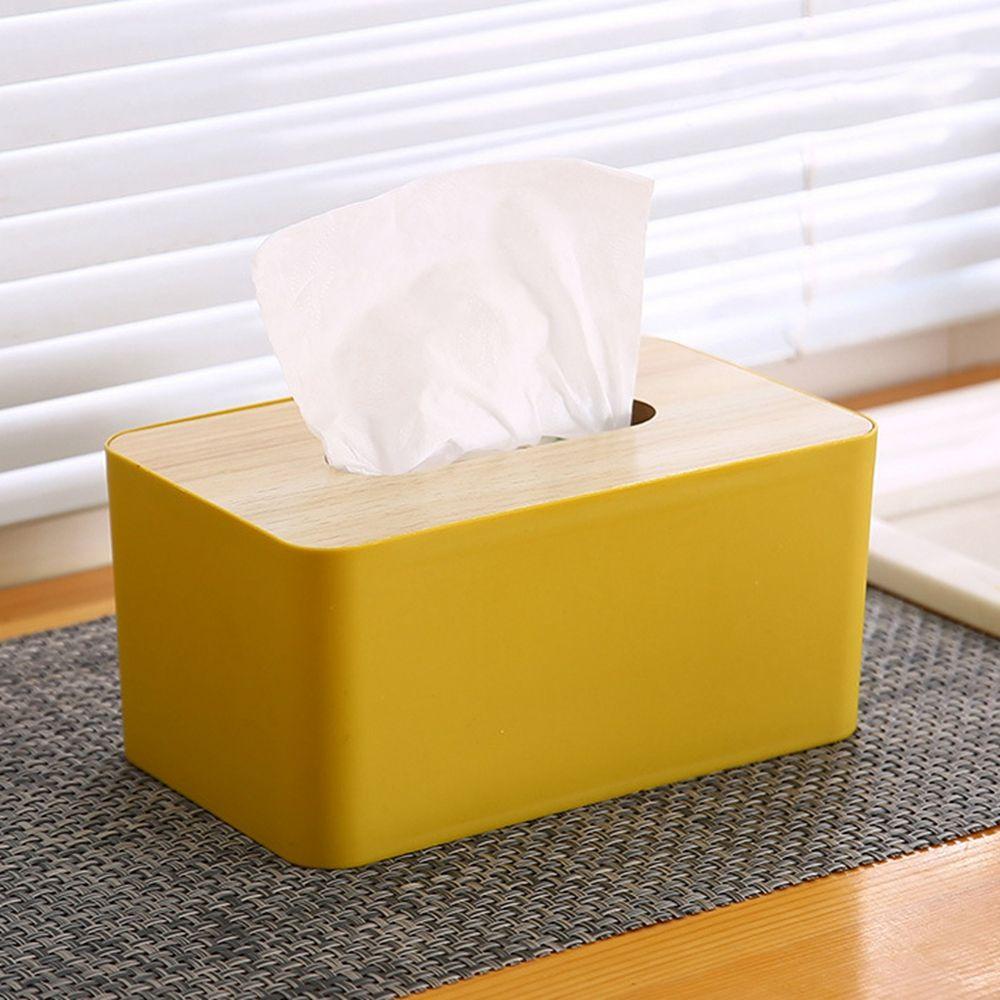 HARRIETT Wooden Napkin Tissue  Holder Kitchen Home Decoration Tissue Box Container Rectangular for Home Office Desktop Accessories Table Decor Environmental Protection Tissue  Case/Multicolor