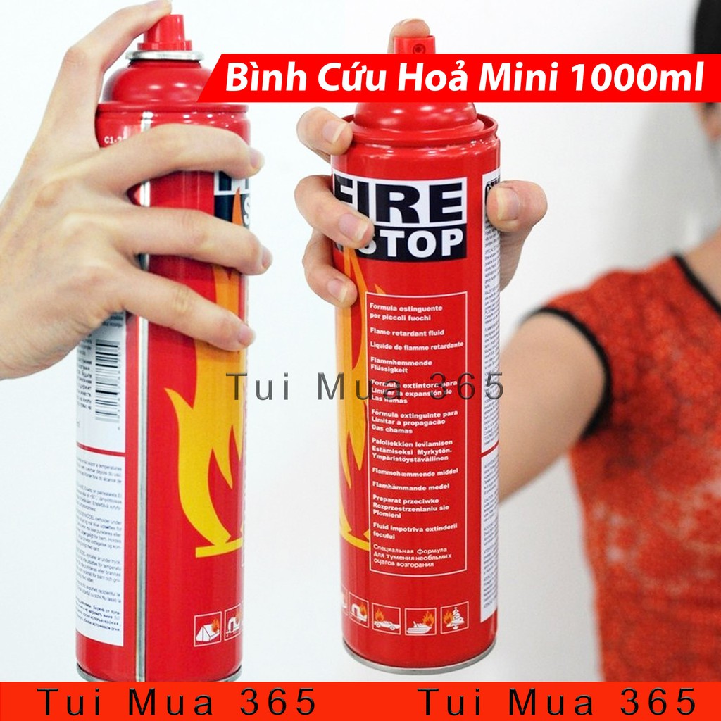 Bình Chữa Cháy Mini Dùng Cho Xe Máy và Xe Ô tô Phòng Chống Cháy Nổ FMS 1000ml