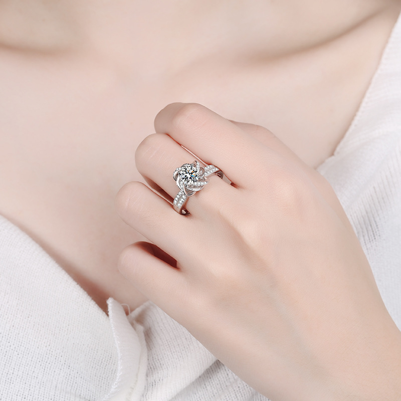 5195 ▶ Fashion S925 + Pt950 + 7a Zircon Women 's Ring 8 mm