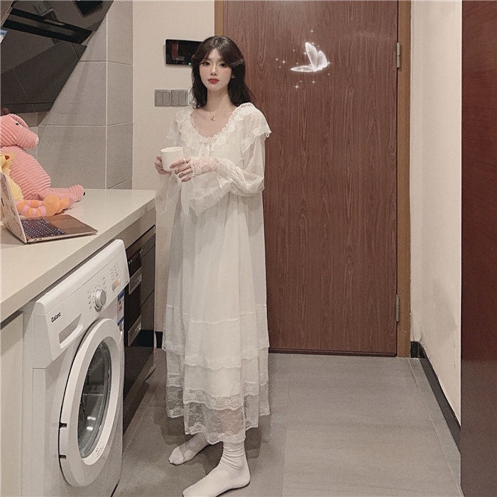 Đầm công chúa phối ren thiết kế tay dài thời trang xuân hè Nhật Bản ngọt ngào cho nữ