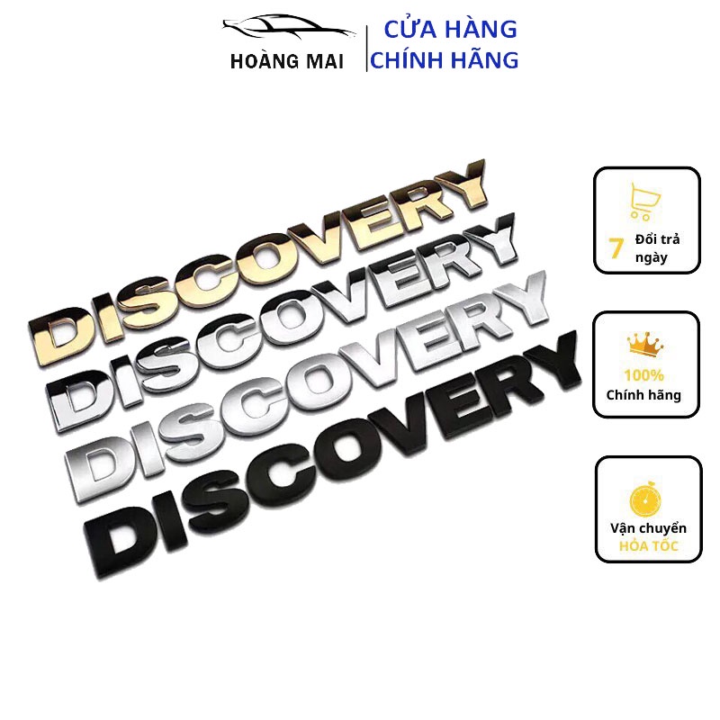 Chữ Nổi Dán Xe – Chữ Nổi Dán Ô Tô – Tem DISCOVERY Mạ Crom Trang Trí Xe Ô Tô, 3 Màu Lựa Chọn