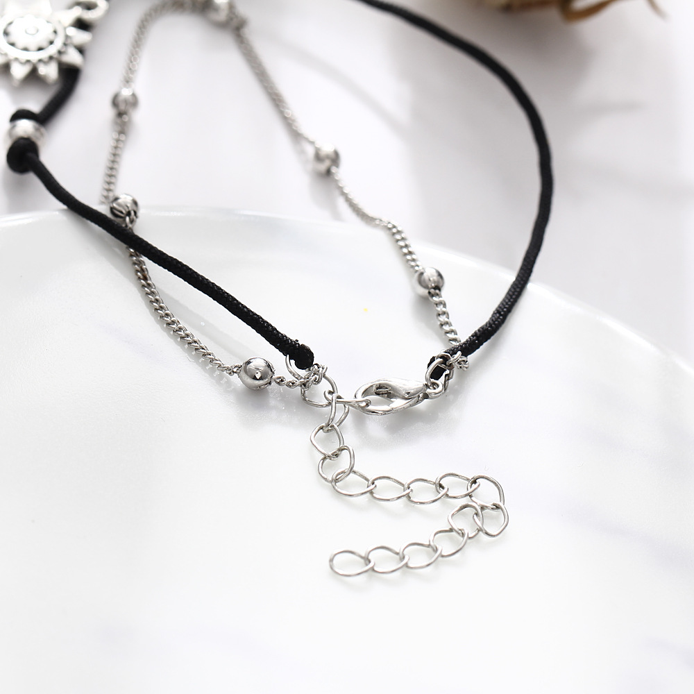 Châu Âu Và Mỹ Bohemian Đôi Bạc Cổ Hợp Kim Mặt Trời Mặt Dây Chuyền Vòng Chân Retro Hạt Vòng Đeo Tay | BigBuy360 - bigbuy360.vn