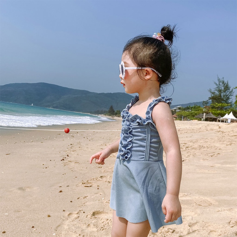 Váy Bơi Nhún Bèo Màu Sắc Xinh Xắn Thời Trang Mùa Hè Cho Bé Gái