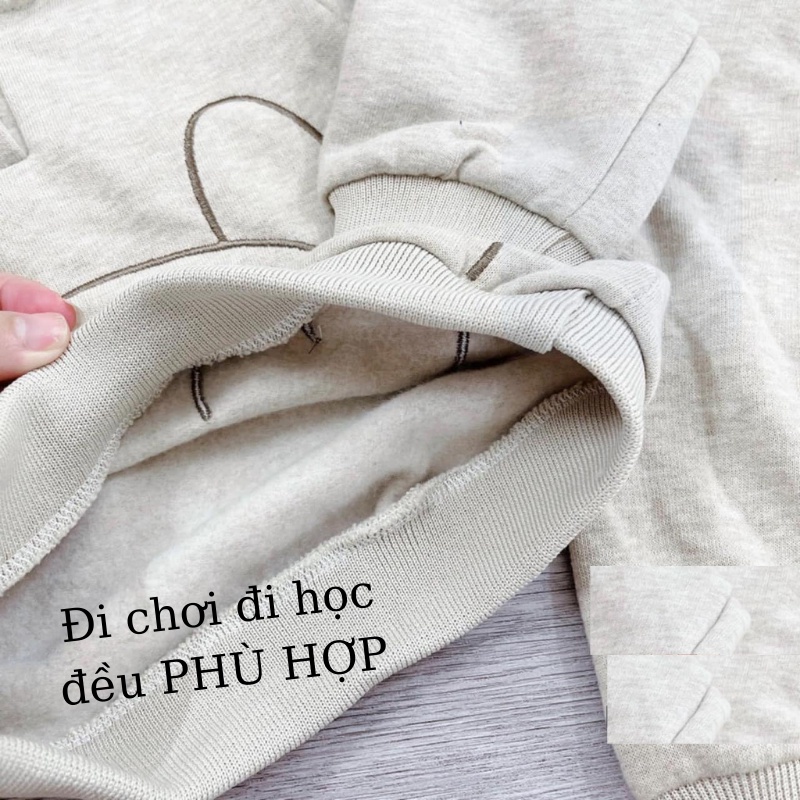 Đồ bộ cho bé trai bé gái sét nỉ bông gấu Po.oh có mũ H.M xuất xịn Xiaomimi