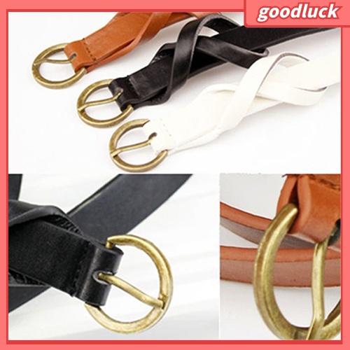 Thắt lưng nữ bản hẹp giả da kiểu dáng đơn giản cổ điển