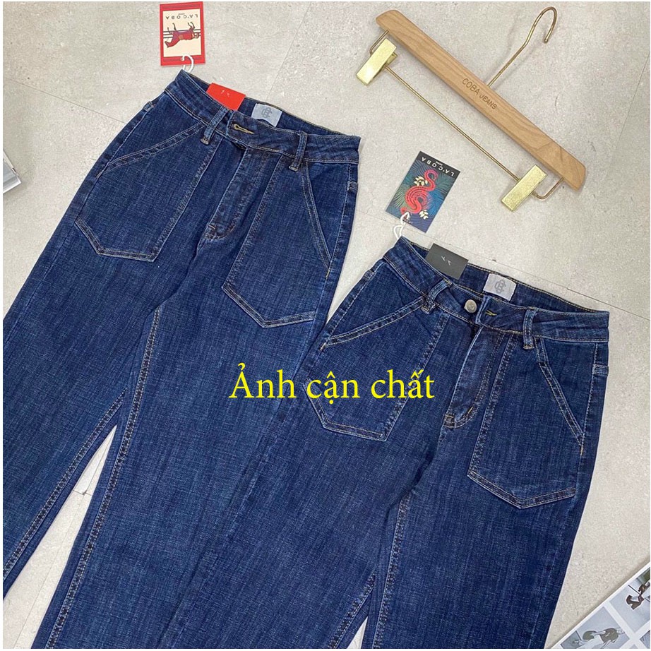 Quần bò nữ ống đứng,quần jean ống suông,xuông cạp cao,jeans ống rộng co giãn túi trước phong cách Hàn Quốc